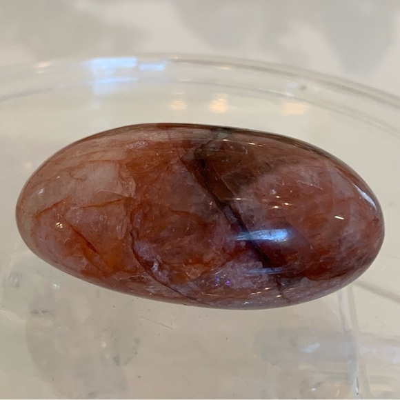 2.25" Hematoid Red Fire Quartz Crystal Polished Palm Stone Chakras Madagascar - Picture 9 of 11